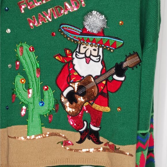Holiday Time Feliz Navidad Ugly Christmas Sweater NWOT Sz XL - Picture 4 of 12